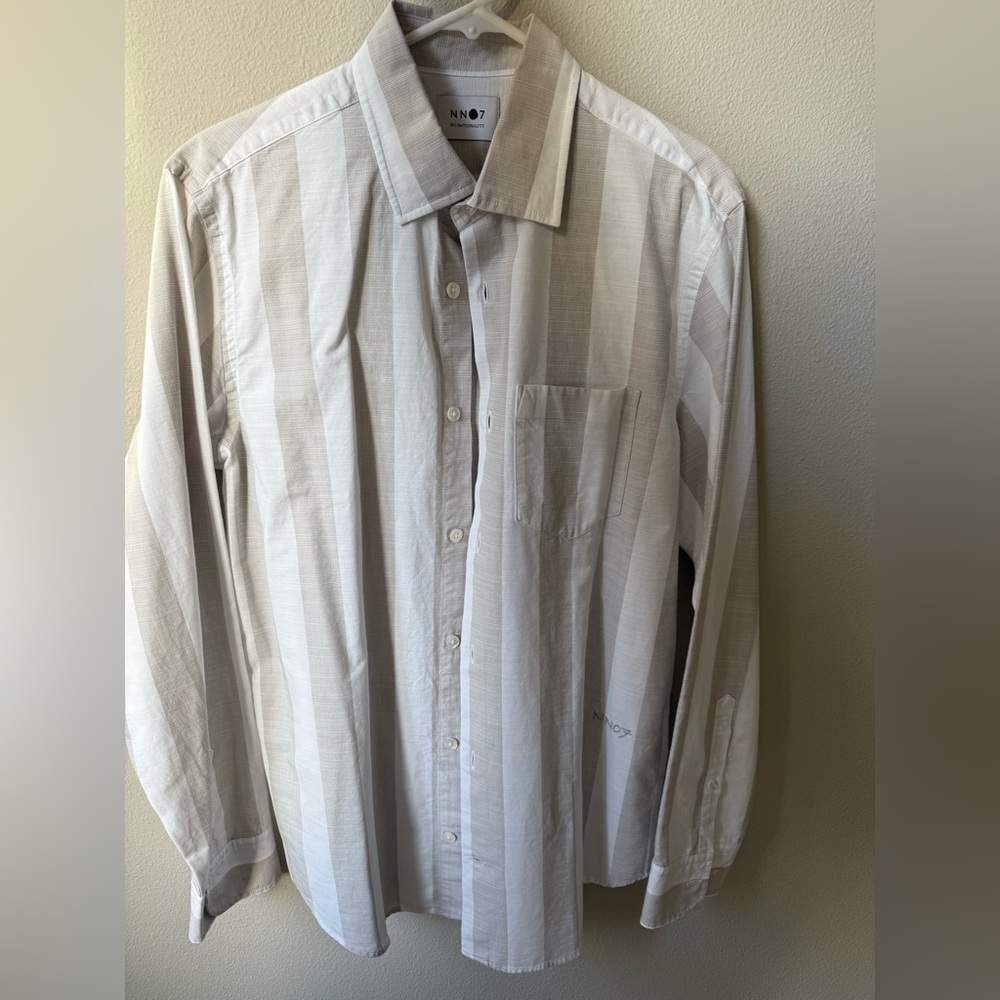 NN07 Beige and White Striped Men's Shirt